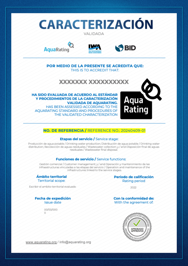 Diploma de Caracterización Validada AquaRating